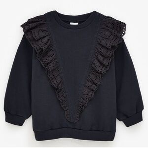 Zara Girls Black Lace Embroidered Detail Sweatshirt Size 9 Or Medium